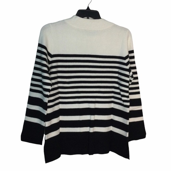 Ladies Apt. 9 Large 12 - 14 Crewneck Sweater Striped Black White Long Sleeve NWT - Picture 8 of 12